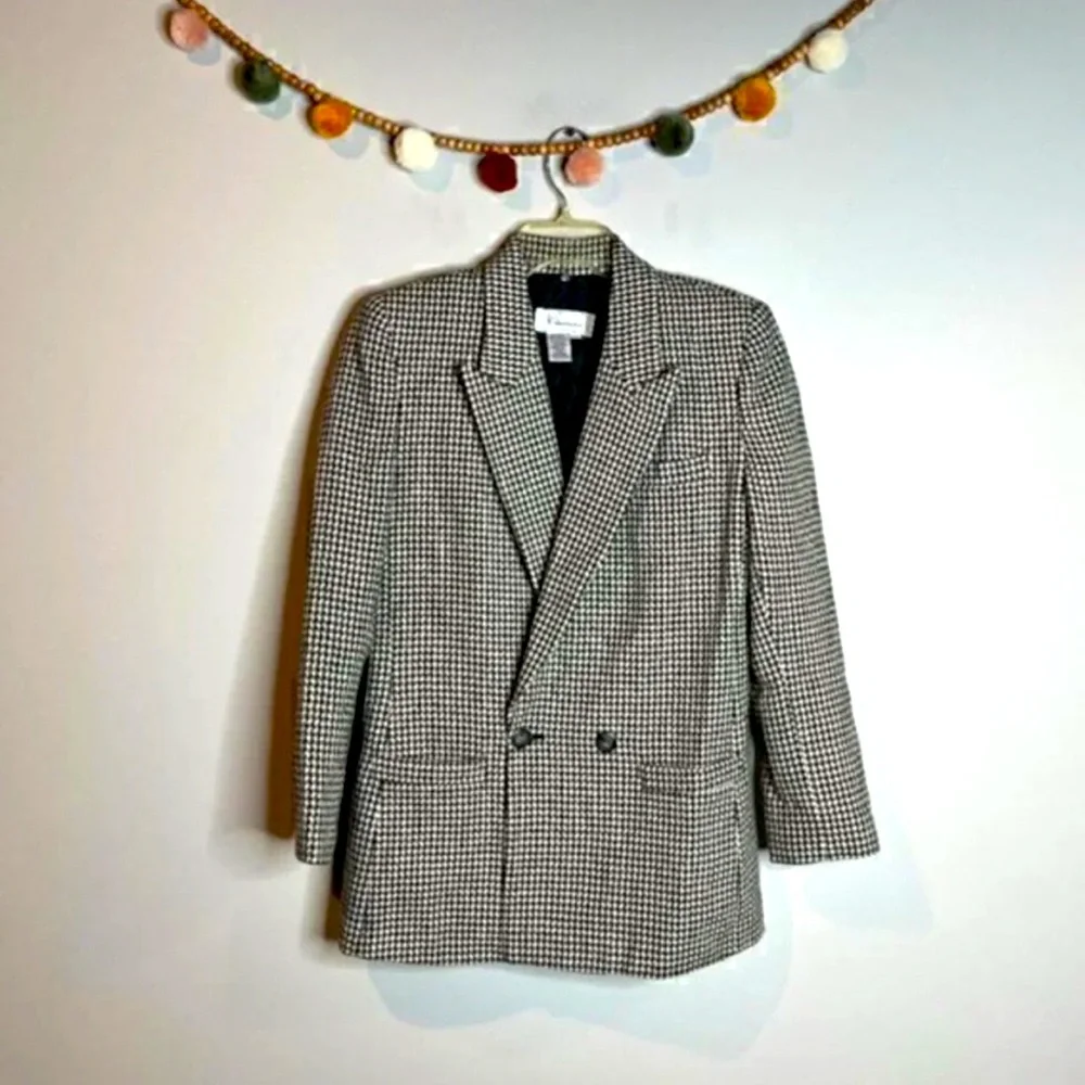 Vintage Black & White Houndstooth Blazer